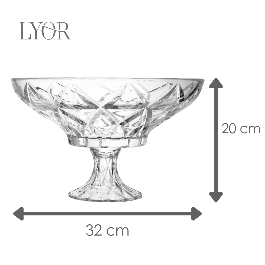 Centro de Mesa com Pé Deli Diamond 32cm x 20cm Cristal - Lyor