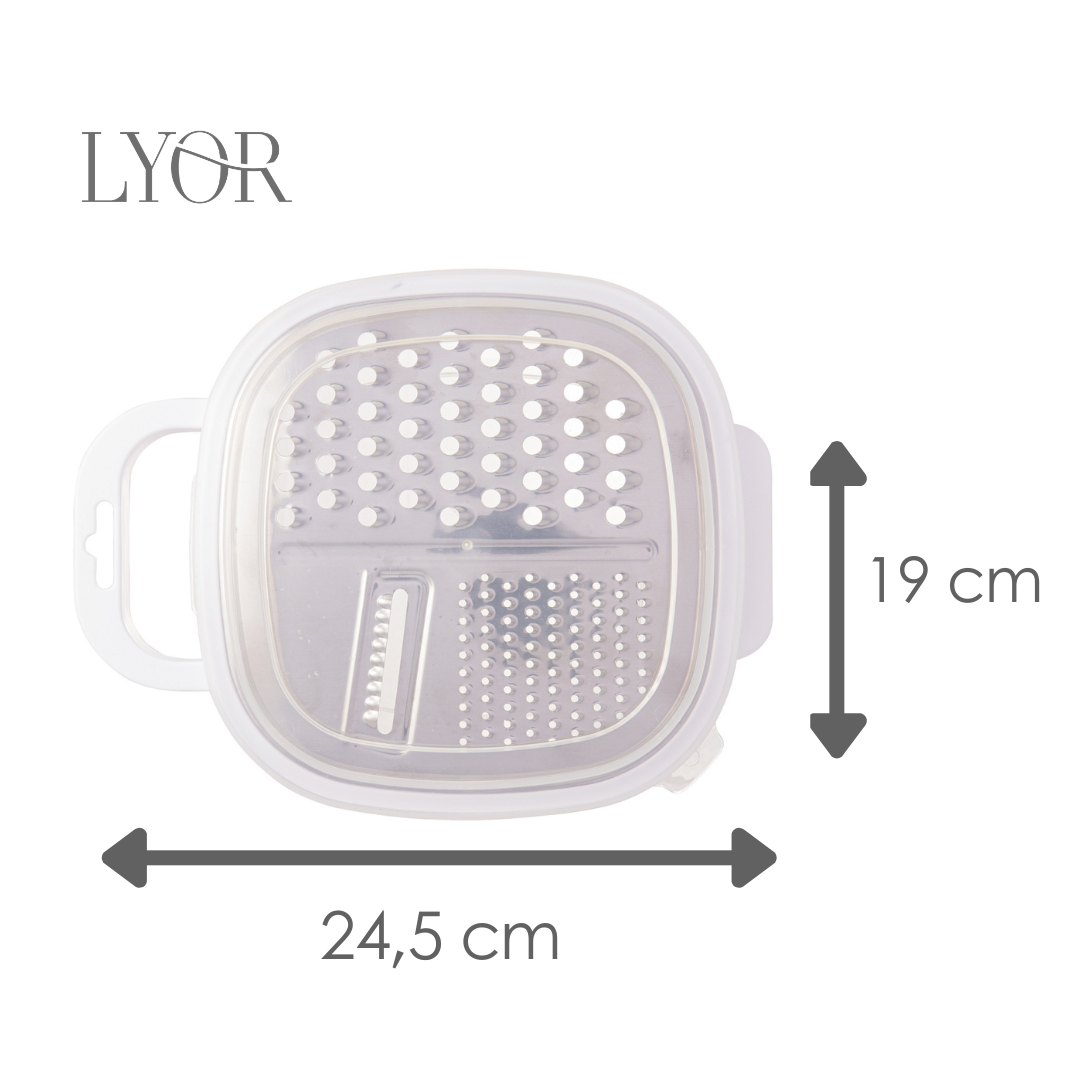 Ralador 2 em 1 Inox com Pote Coletor de Alimentos e Tampa em Plástico - Lyor