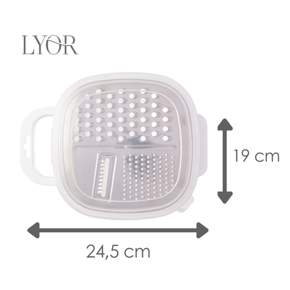Ralador 2 em 1 Inox com Pote Coletor de Alimentos e Tampa em Plástico - Lyor