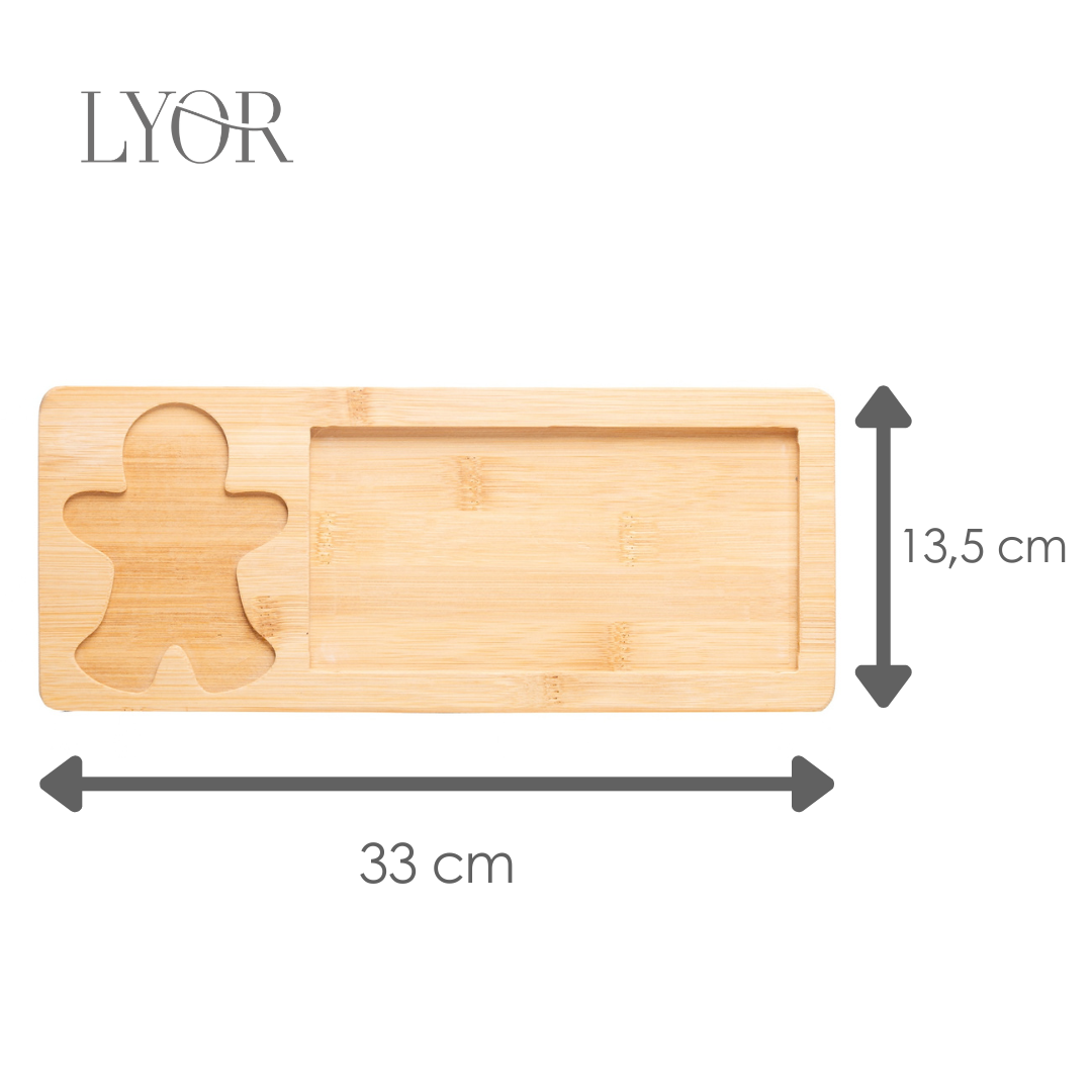 Conjunto 3 Peças Petisqueira Encanto de Natal 33cm x 13.5cm x 2cm Bambu - Lyor
