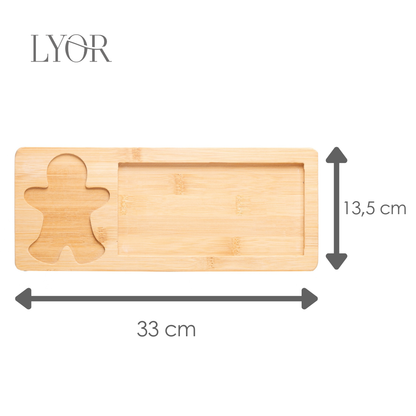 Conjunto 3 Peças Petisqueira Encanto de Natal 33cm x 13.5cm x 2cm Bambu - Lyor