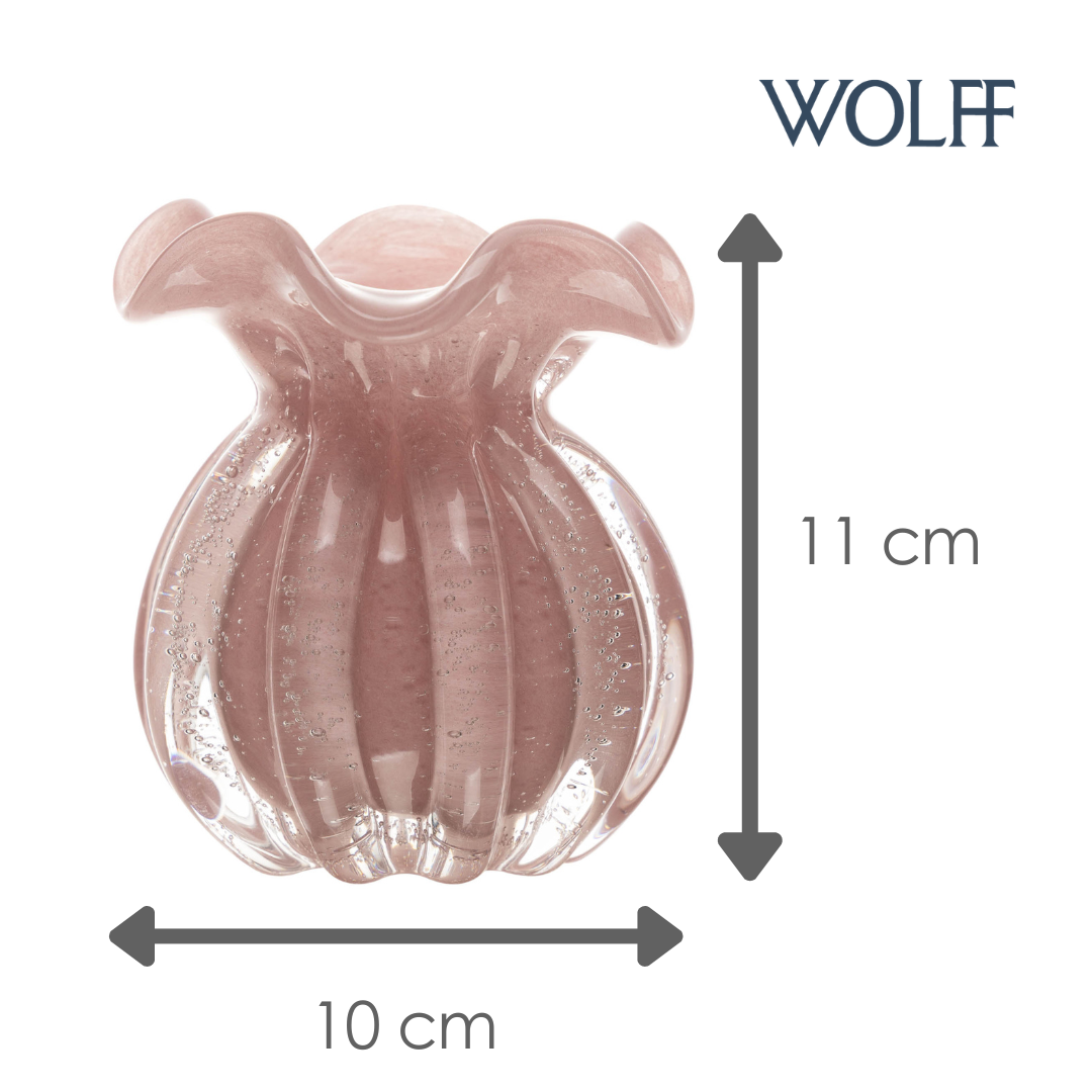 Vaso Italy 10cm x 11cm Rosa Leitoso Vidro - Wolff