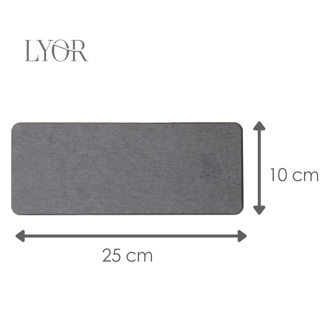 Bandeja Retangular Absorvente para Pia 25cm x 10cm Cinza Escuro Pedra Diatomita - Lyor