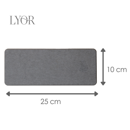 Bandeja Retangular Absorvente para Pia 25cm x 10cm Cinza Escuro Pedra Diatomita - Lyor