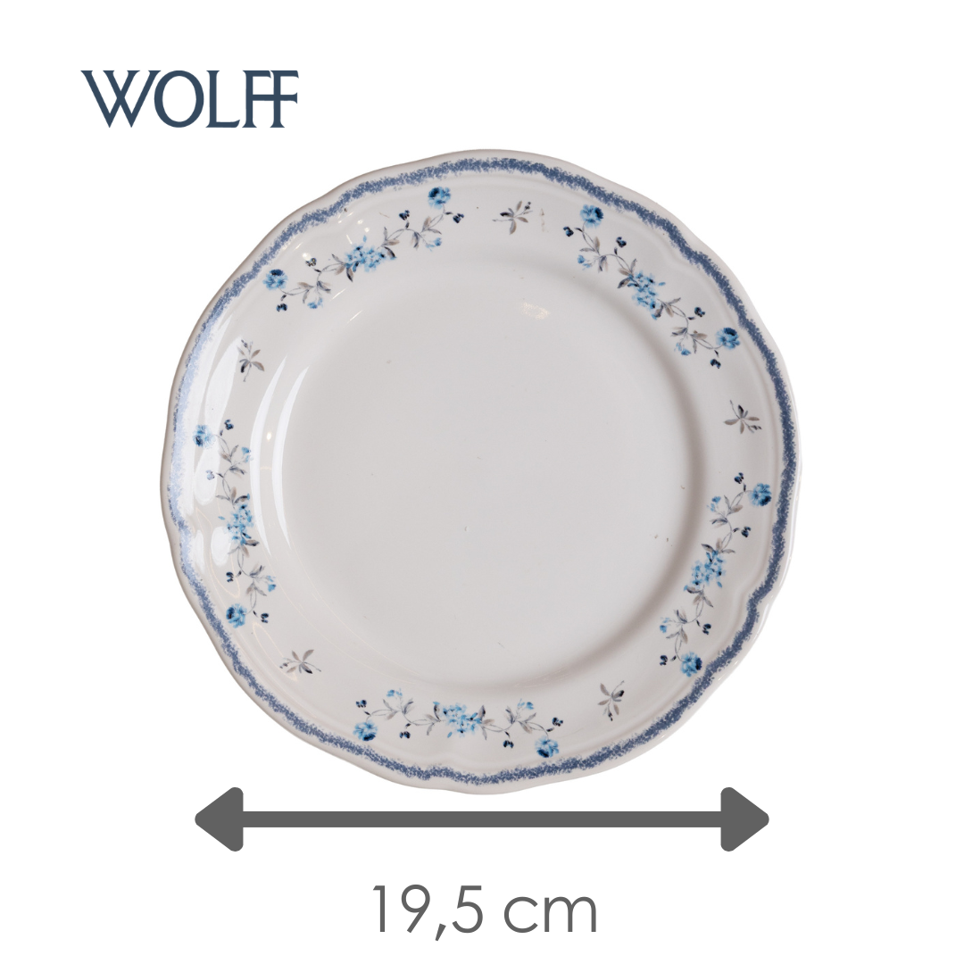Prato Sobremesa Florescer 19,5cm Azul Cerâmica - Wolff
