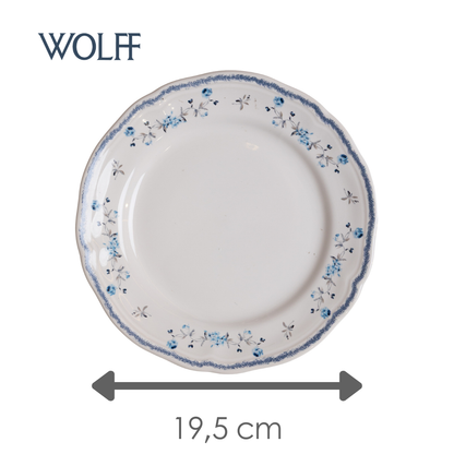 Prato Sobremesa Florescer 19,5cm Azul Cerâmica - Wolff