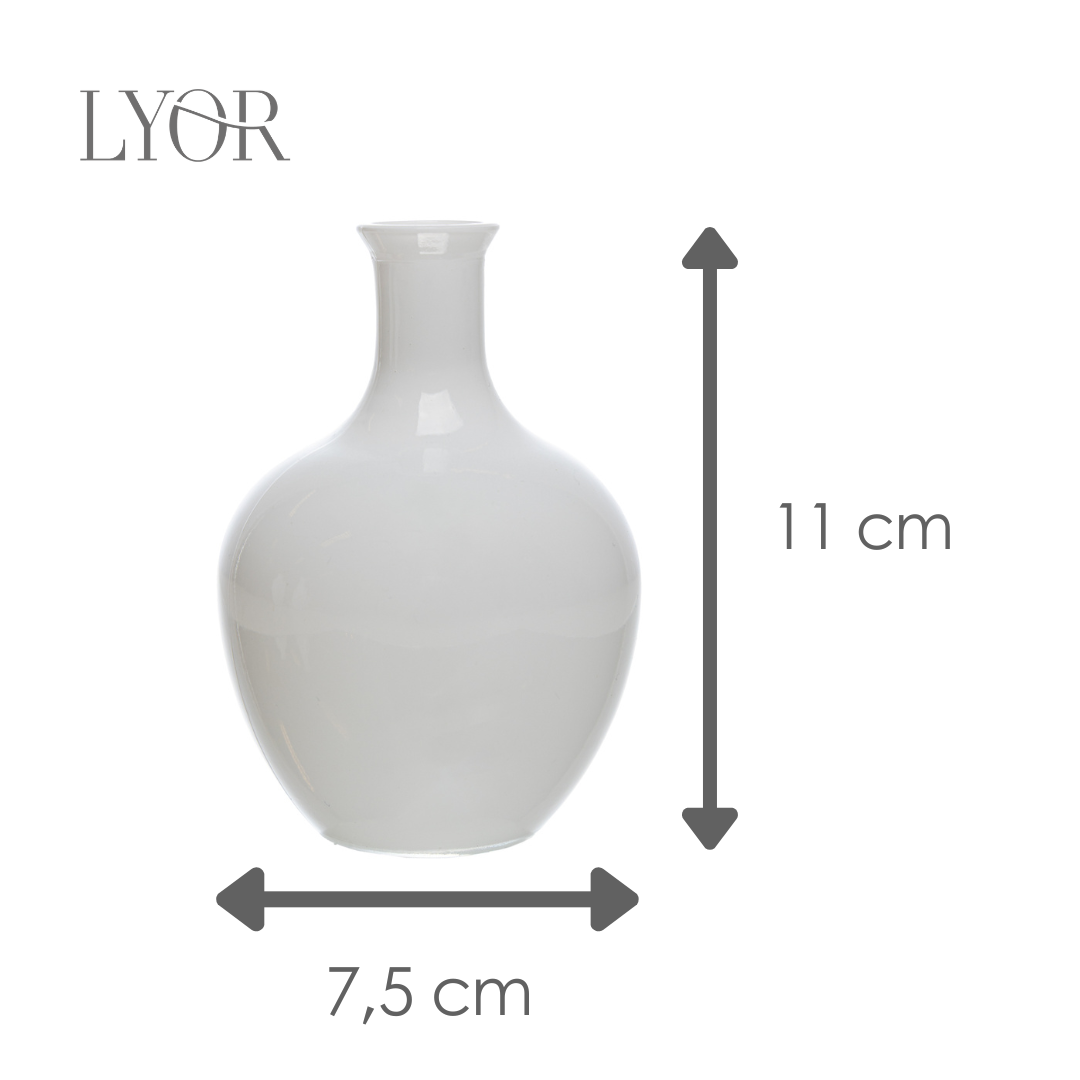 Vaso Dália 11cm x 7,5cm Branco Vidro - Lyor