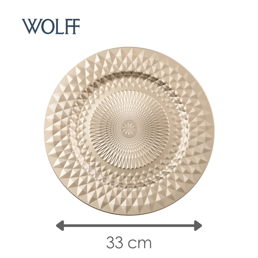 Sousplat Roman 33cm Dourado Plástico - Wolff