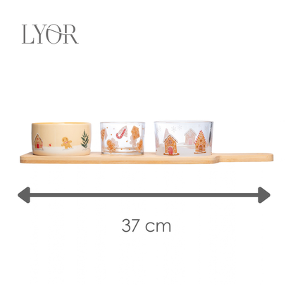 Conjunto 4 Peças para Servir Encanto de Natal 37cm x 10cm x 6cm Bambu - Lyor