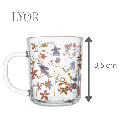 Conjunto 2 Canecas Florescer 220ml Vidro - Lyor