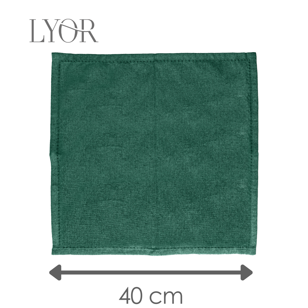 Conjunto 4 Guardanapos Momentos 40cm x 40cm Verde Algodão - Lyor