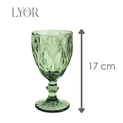 Taça de Água de Vidro Diamond Verde 300ml - Lyor
