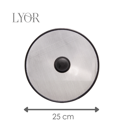 Tampa Protetora para Frituras de Metal Revestida com Plástico Preta 25cm - Lyor