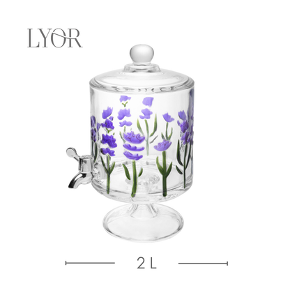 Suqueira Bold com Pé e Tampa Lavanda Hand Painting 2L Cristal Lyor
