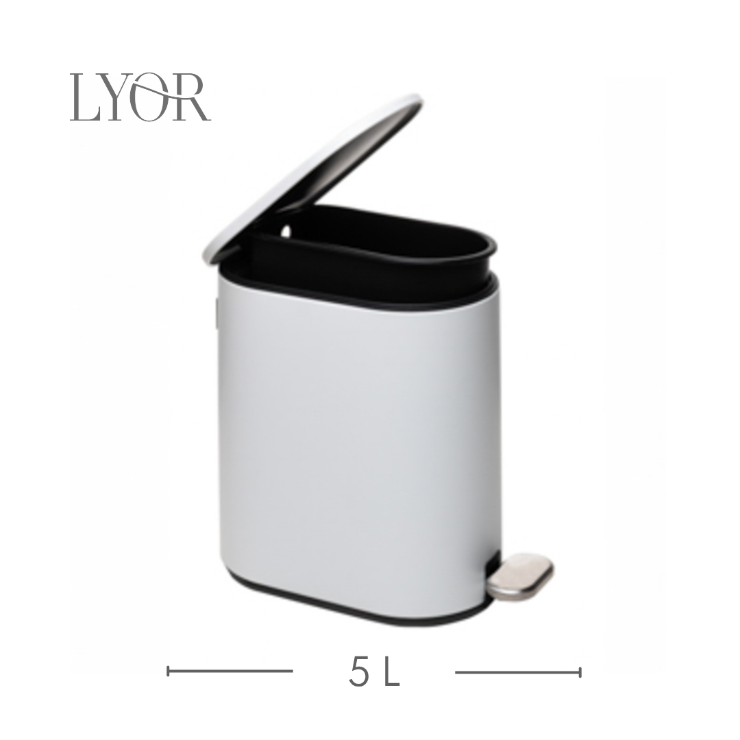 Lixeira Retangular com Pedal Discreet 5L Branco Metal - Lyor