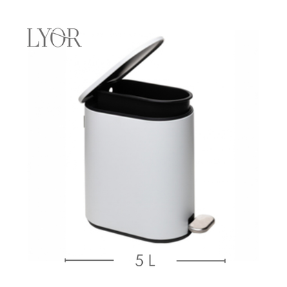 Lixeira Retangular com Pedal Discreet 5L Branco Metal - Lyor