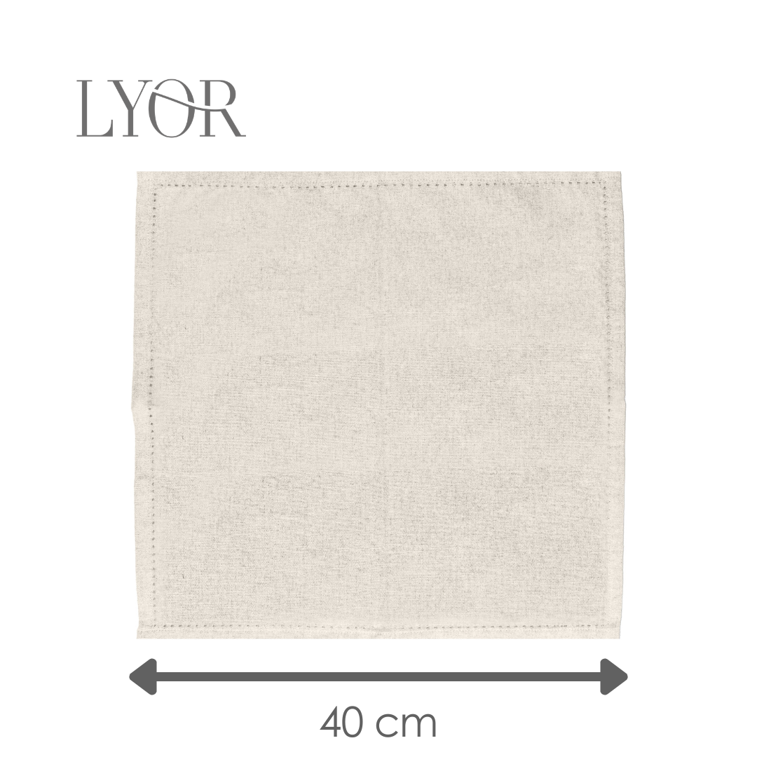 Conjunto 4 Guardanapos Momentos 40cm x 40cm Off White Algodão - Lyor