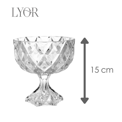 Centro de Mesa Petit Deli Diamond com Pé 14cm x 14,5cm x 15cm Cristal - Lyor