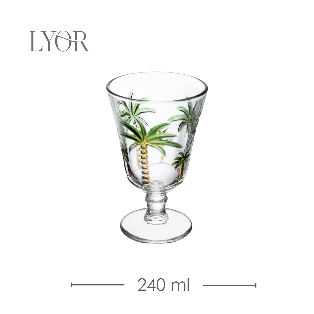 Conjunto Jarra com 6 Taças Palm Hand Painting 1,3L/240ml Cristal Ecológico - Lyor