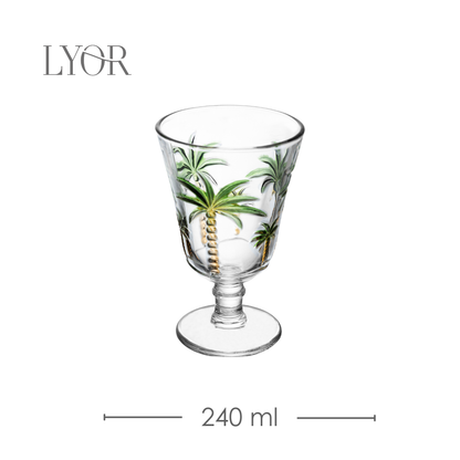 Conjunto Jarra com 6 Taças Palm Hand Painting 1,3L/240ml Cristal Ecológico - Lyor