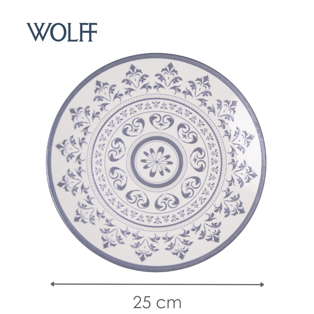 Prato Raso Porto 25cm Azul Cerâmica - Wolff
