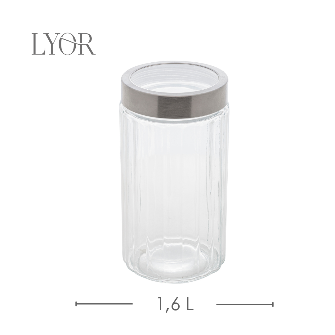 Pote de Vidro com Tampa de Aço Inox Sydney - Lyor