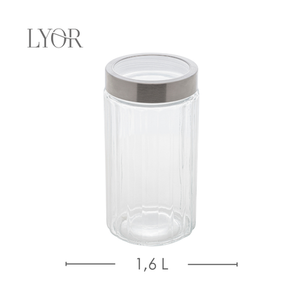 Pote de Vidro com Tampa de Aço Inox Sydney - Lyor