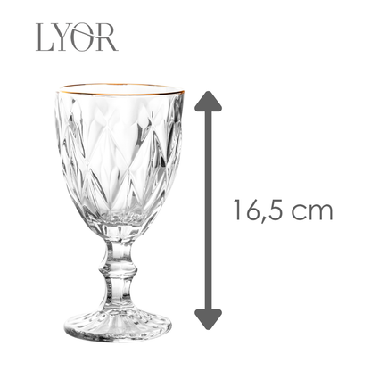 Taça Água Diamond Fio de Ouro 330ml Vidro - Lyor