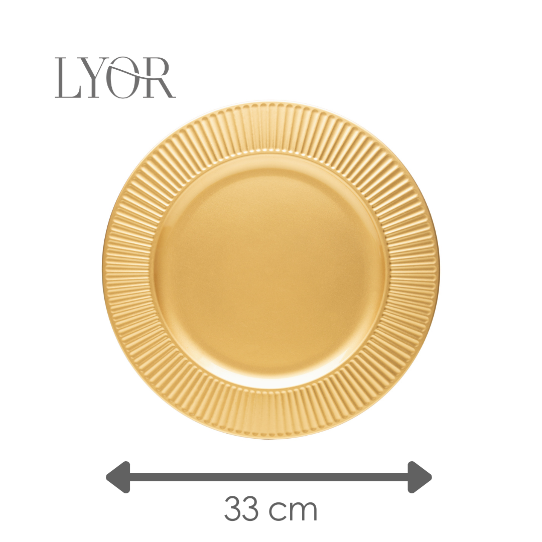 Sousplat Premier 33cm Dourado Plástico - Lyor