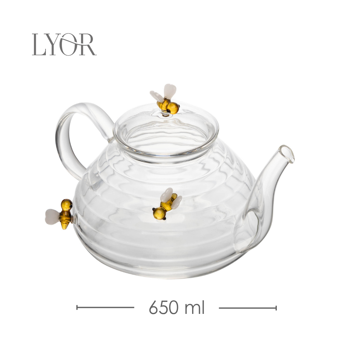 Chaleira de Vidro Borossilicato com Filtro Lovely Bee 650ml - Lyor