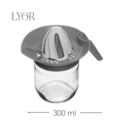 Jarra com Espremedor de Frutas Cítricas Siena 300ml Cinza Vidro - Lyor