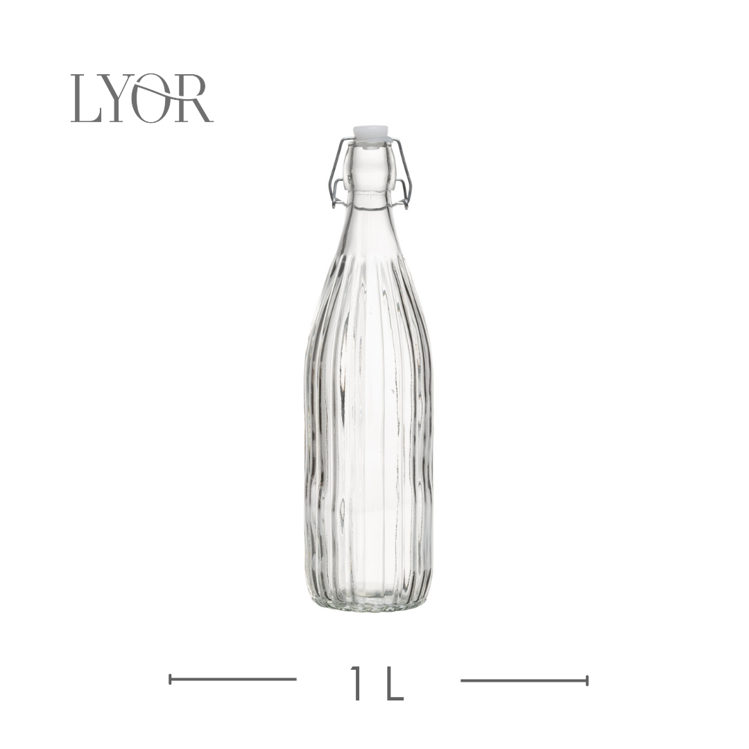 Garrafa com Tampa Hermética Aura 1L Vidro - Lyor