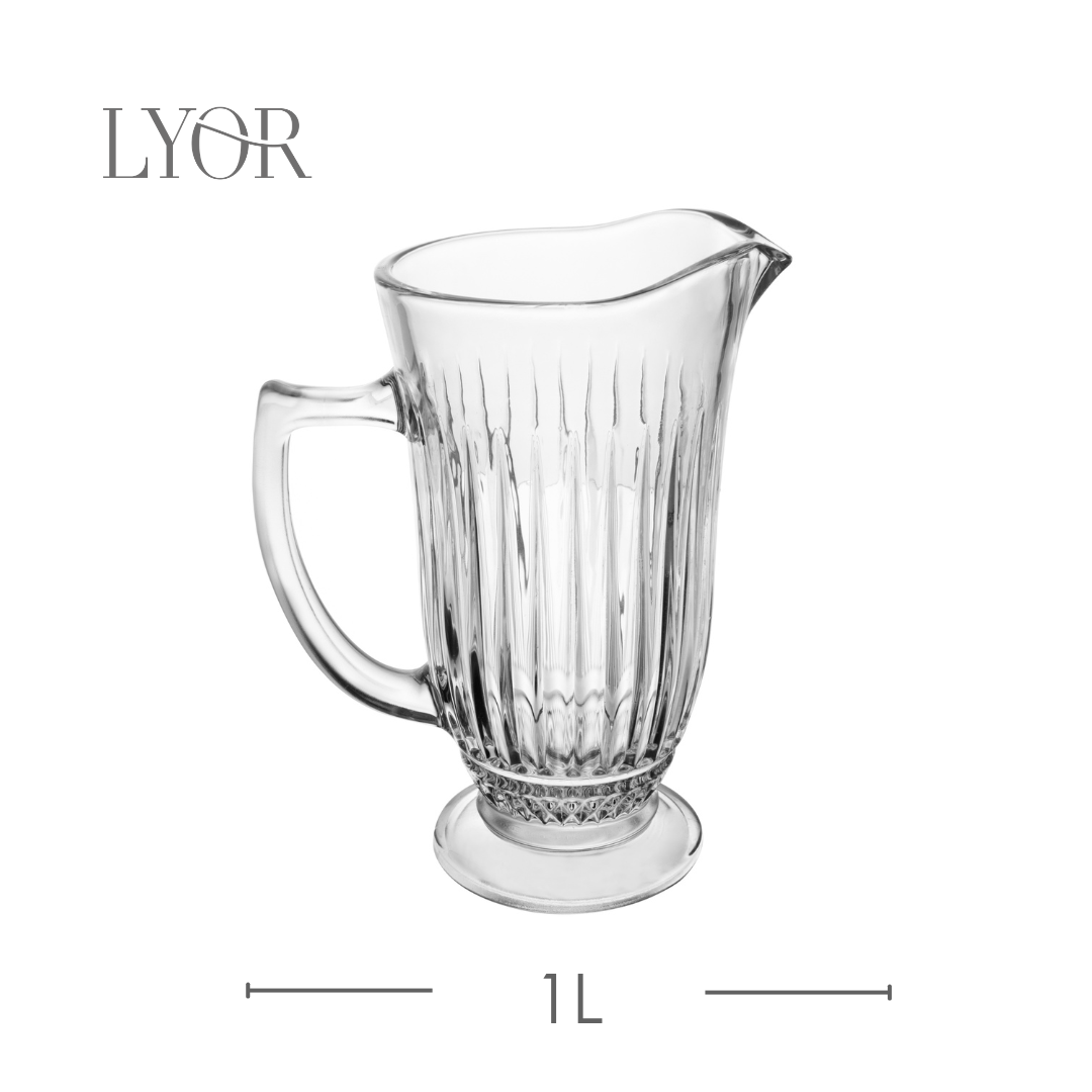 Conjunto Jarra com 6 Copos de Vidro Deli Diamante 1L/300ml - Lyor