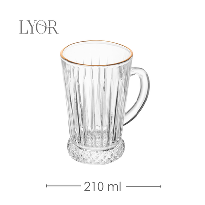 Taça de Cappuccino Deli Diamante com Fio de Ouro 210ml Cristal Ecológico - Lyor