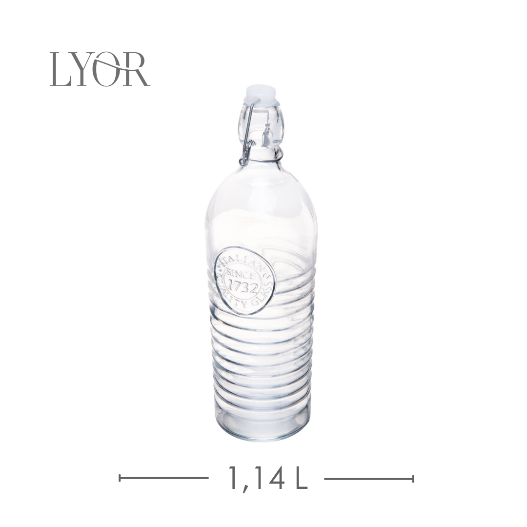 Garrafa com Tampa Hermética 1L Vidro - Lyor