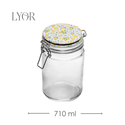 Pote Hermético com Clipe em Metal Siciliano 710ml Vidro - Lyor