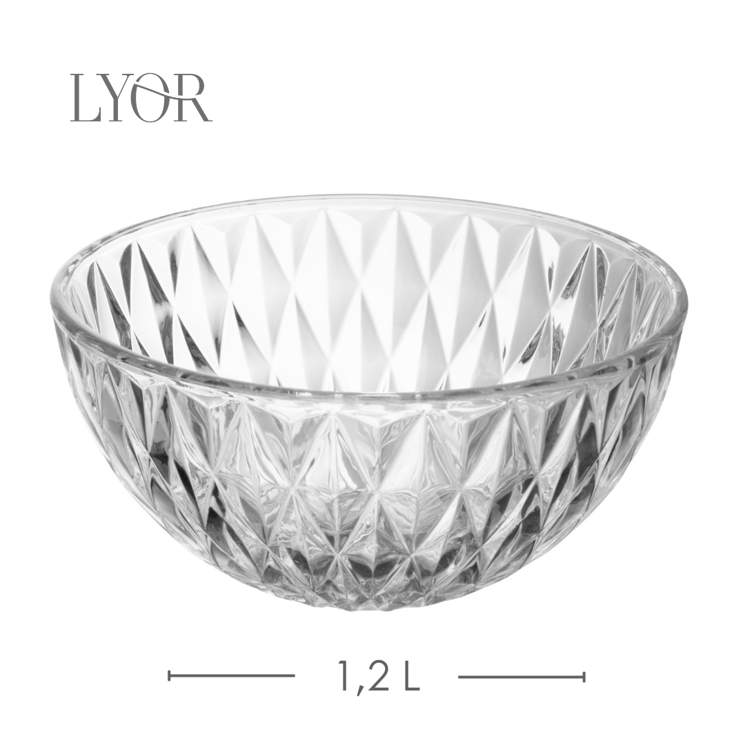 Conjunto 5 Peças Bowl e 4 Taças de Sobremesa Diamond 1,1L/120ml Cristal - Lyor