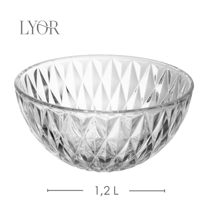Conjunto 5 Peças Bowl e 4 Taças de Sobremesa Diamond 1,1L/120ml Cristal - Lyor