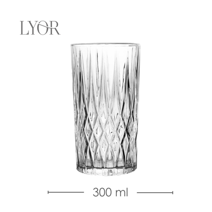 Conjunto Jarra com 6 Copos de Vidro Diamante 1L/300ml - Lyor