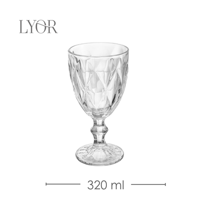 Taça de Água Diamond 320ml Vidro - Lyor