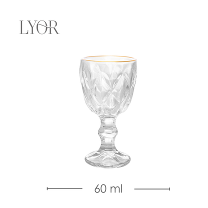 Taça de Licor de Vidro com Fio de Ouro Diamond - Lyor