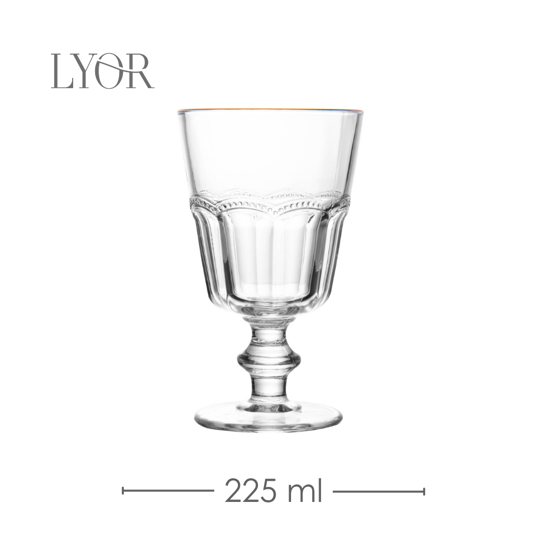 Taça de Água Belle Epoque com Fio de Ouro  225ml Vidro - Lyor