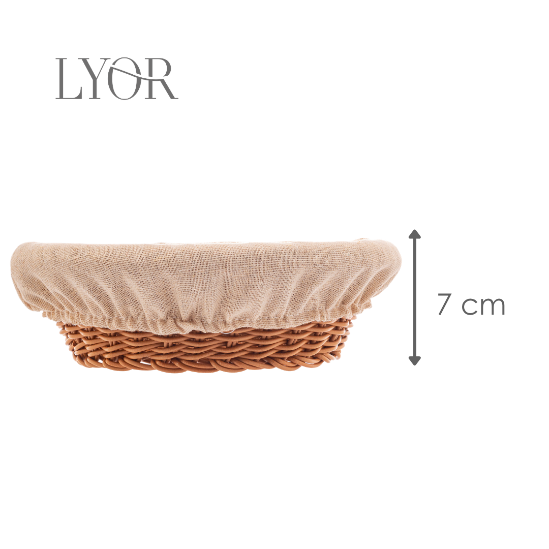 Cesta Redonda de Rattan Plástico com Forro em Tecido - Lyor