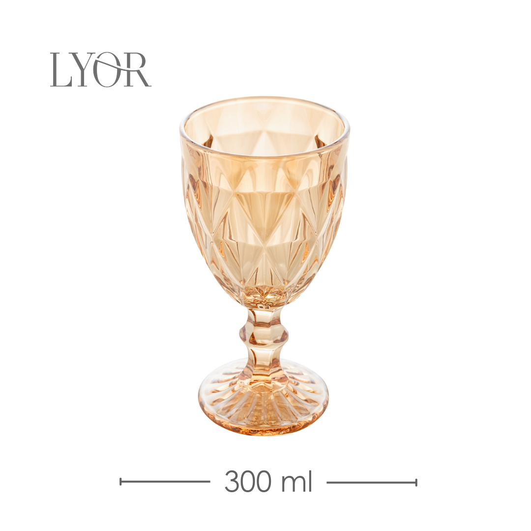 Taça de Água Diamond 325ml Âmbar Metalizado Vidro - Lyor