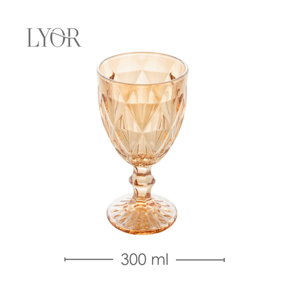 Taça de Água Diamond 325ml Âmbar Metalizado Vidro - Lyor