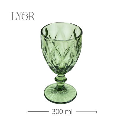 Taça de Água de Vidro Diamond Verde 300ml - Lyor