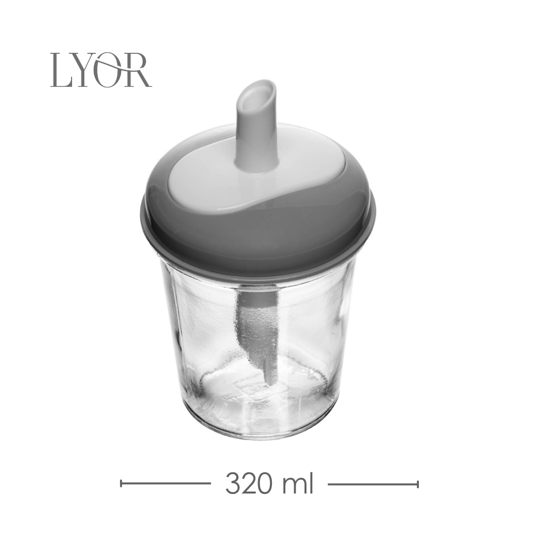 Açucareiro com Tampa Dosadora Siena 320ml Cinza Vidro - Lyor