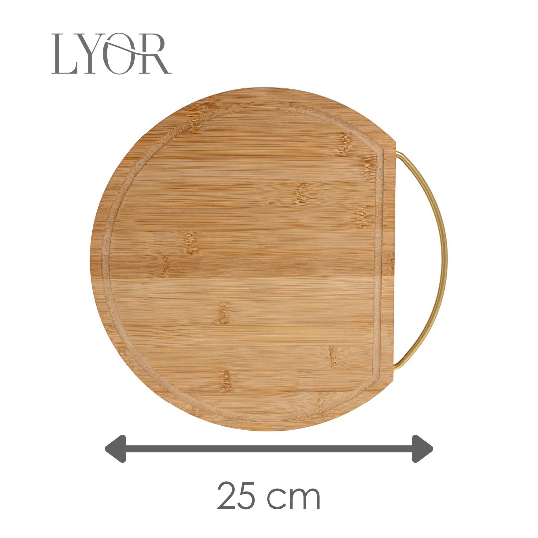 Tábua Redonda com Alça Nature 25cm x 21cm x 1,5cm Bambu - Lyor