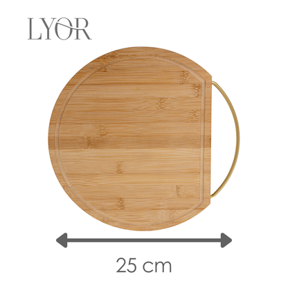 Tábua Redonda com Alça Nature 25cm x 21cm x 1,5cm Bambu - Lyor