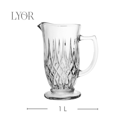 Conjunto Jarra com 6 Copos de Vidro Diamante 1L/300ml - Lyor